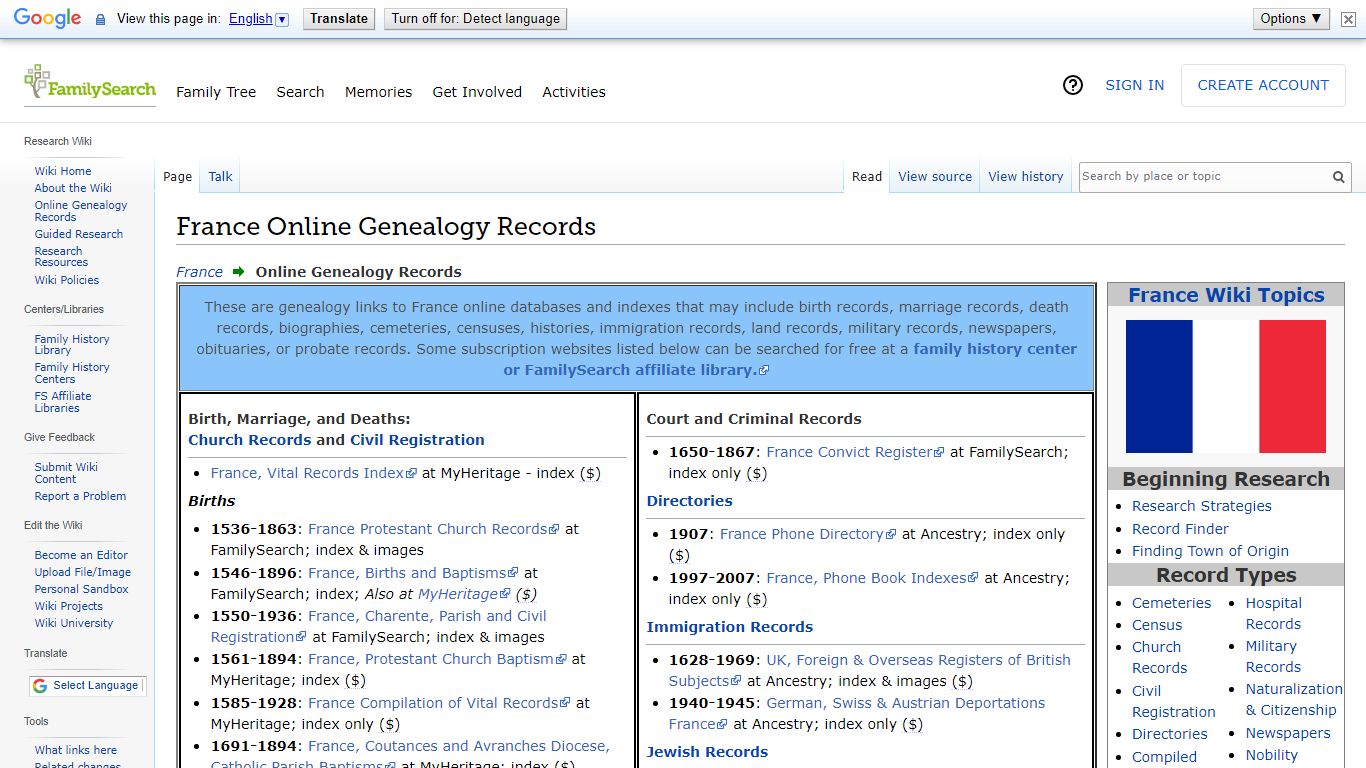 France Online Genealogy Records • FamilySearch